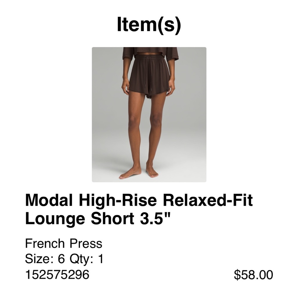 Lululemon modal high-rise relaxed fit lounge short 3.5” brown
